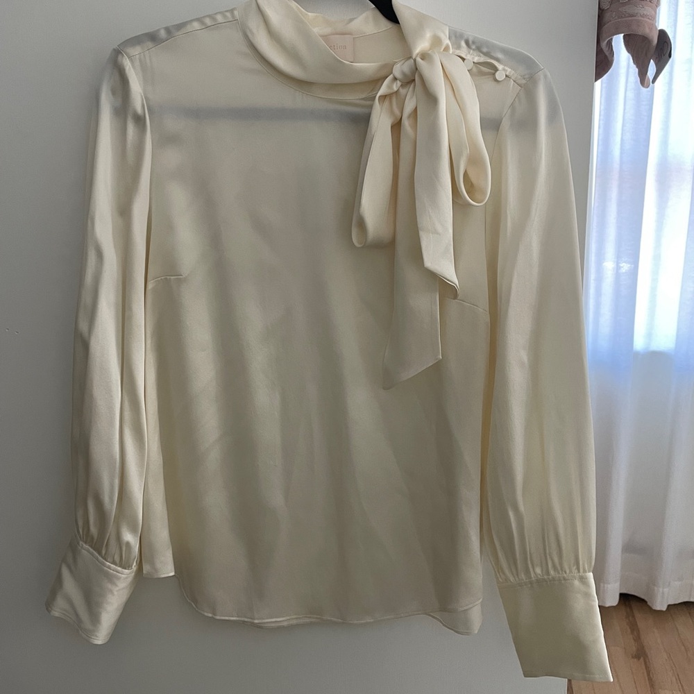 J Crew Collection tie neck blouse